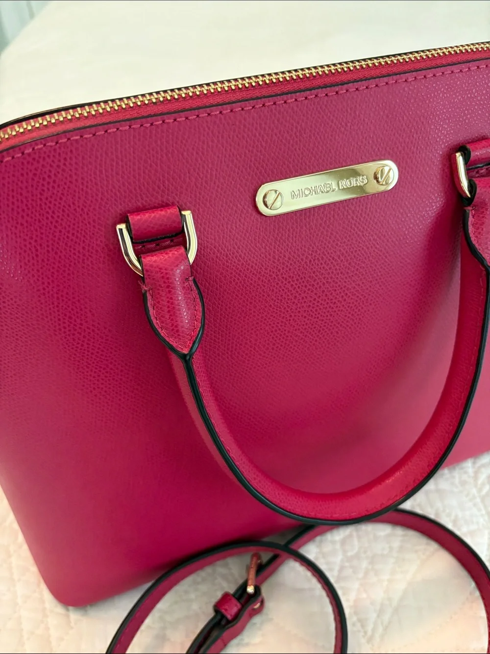 Michael Kors Pink Dome Satchel with Removable Strap